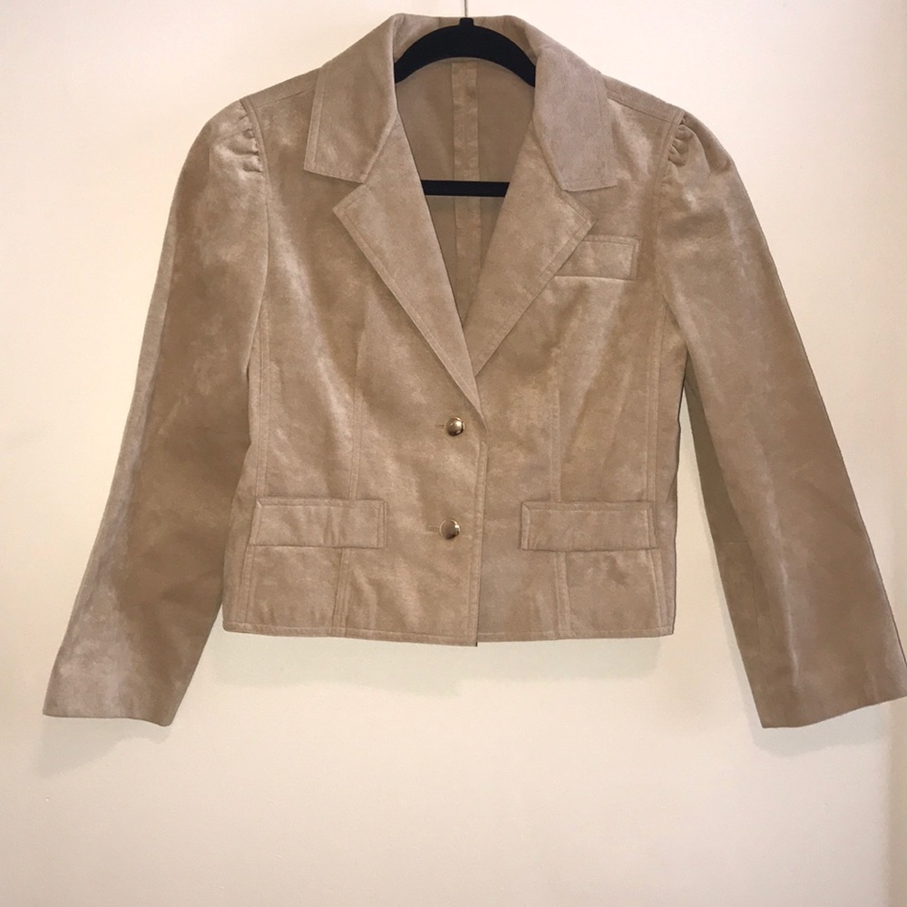 Vintage Suede Nude Blazer With Gold Buttons Gem